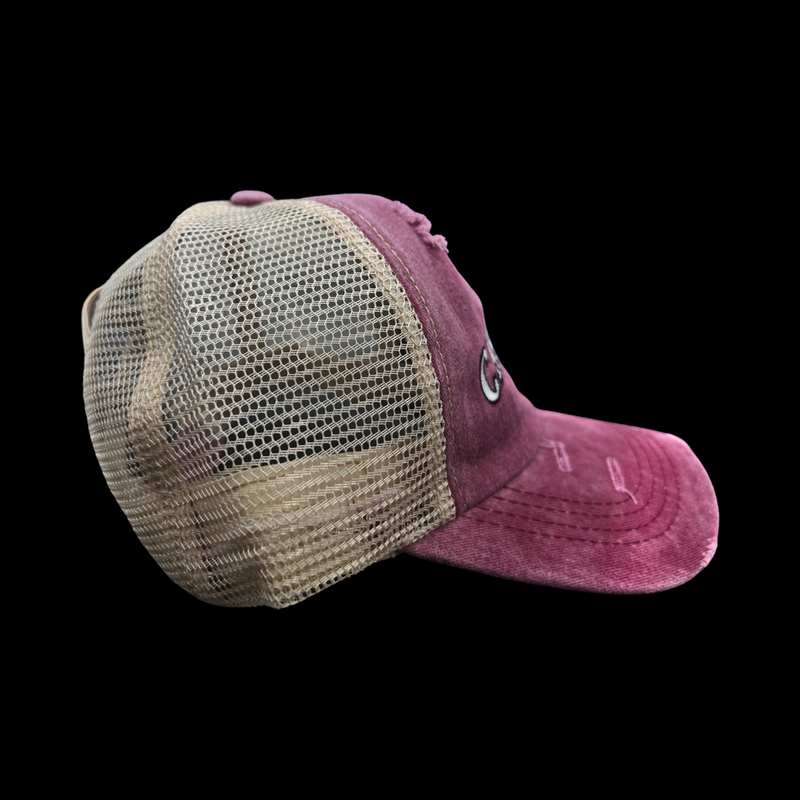 Carolina 803 Garnet Pony Tail Criss Cross Relaxed Trucker Hat