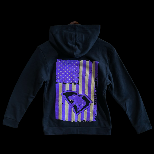 Youth Batesburg-Leesville Panthers Midnight 803 Special Edition Unisex Distressed Flag Fleece Hoodie