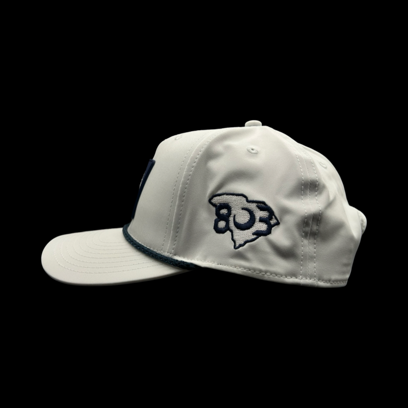 Richardson 258 Rope White Palmetto Moon Navy Performance PVC Patch Trucker Hat
