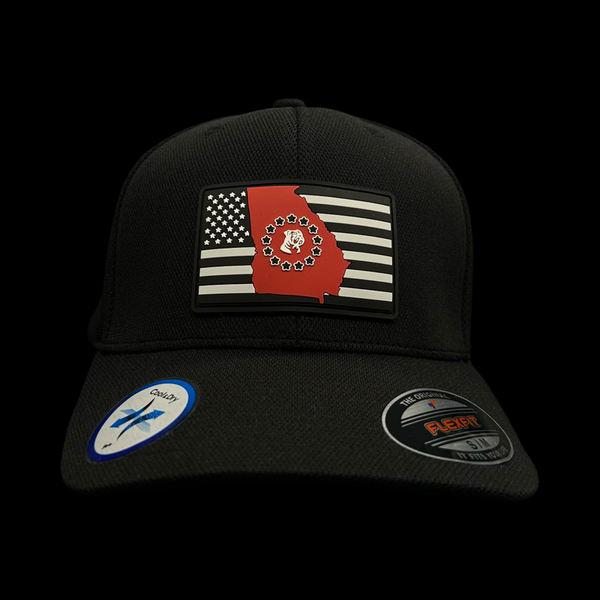 Flexfit 6597 Cool & Dry Black Fitted GA Football Performance Hat