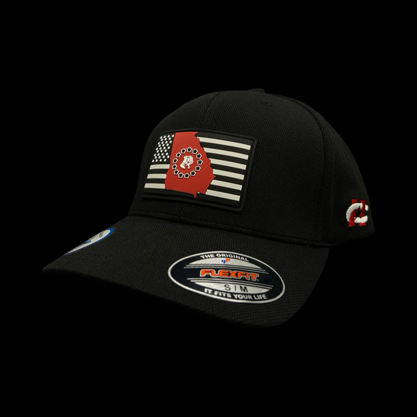 Flexfit 6597 Cool & Dry Black Fitted GA Football Performance Hat