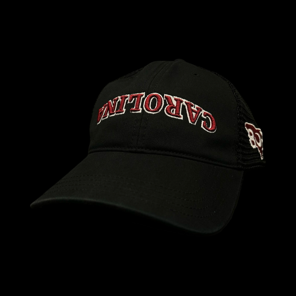 803 Richardson Inverted 3D Carolina Black Relaxed Trucker Hat