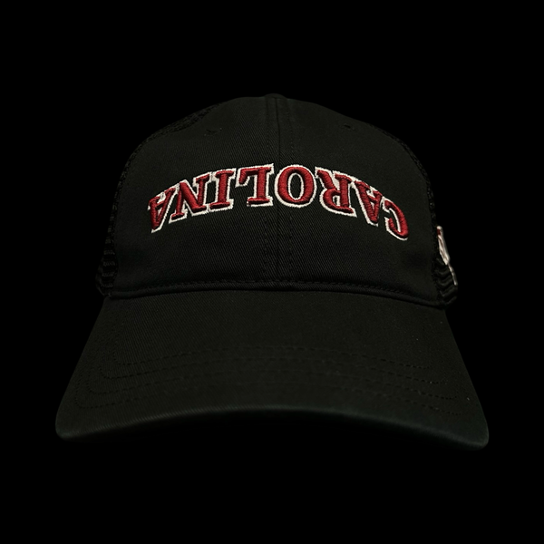803 Richardson Inverted 3D Carolina Black Relaxed Trucker Hat