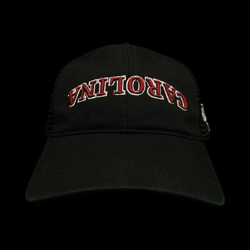 803 Richardson Inverted 3D Carolina Black Relaxed Trucker Hat