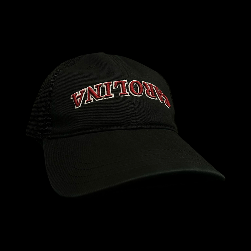 803 Richardson Inverted 3D Carolina Black Relaxed Trucker Hat