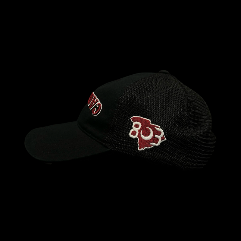 803 Richardson Inverted 3D Carolina Black Relaxed Trucker Hat