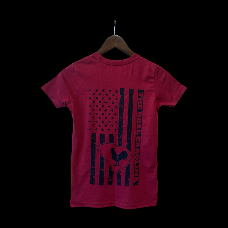 The Real Carolina Hometown Rooster Garnet & Black Youth Short Sleeve Tee