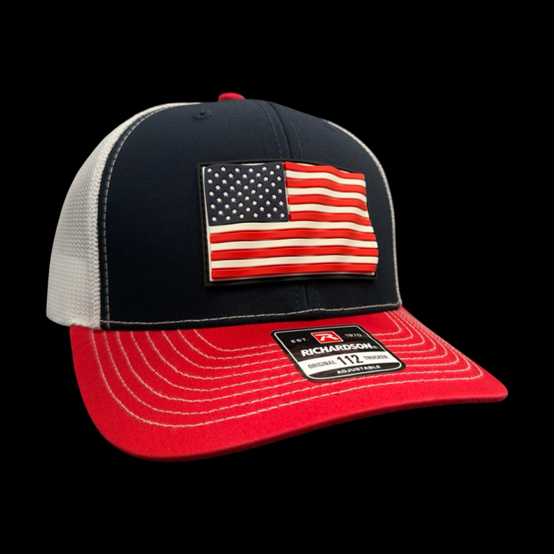 Richardson 112 3D Old Glory Waving Red White Blue Trucker Hat