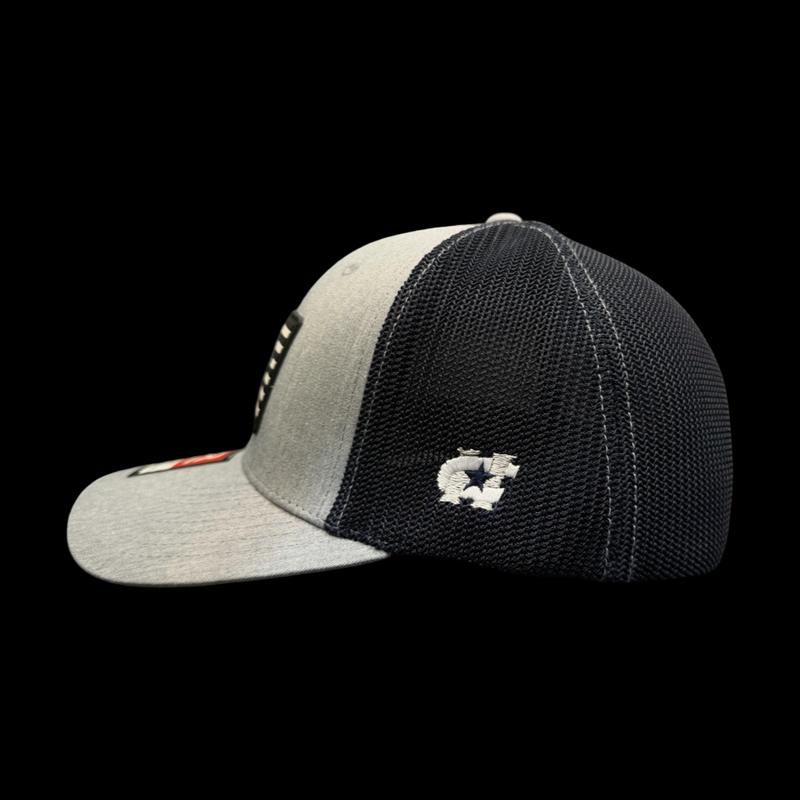 Richardson Flexfit Heather Navy Performance PVC Patch Patriotic Fitted Trucker Hat