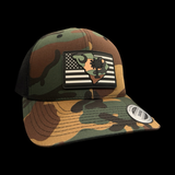 Yupoong Army Camo Patriotic Performance PVC Patch Trucker Hat