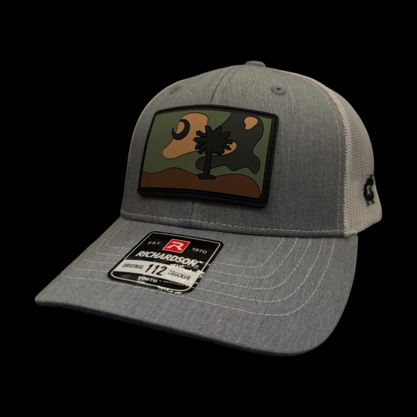 Richardson 112Y Heather White Palmetto Moon Army Camo Patch Youth Trucker Hat