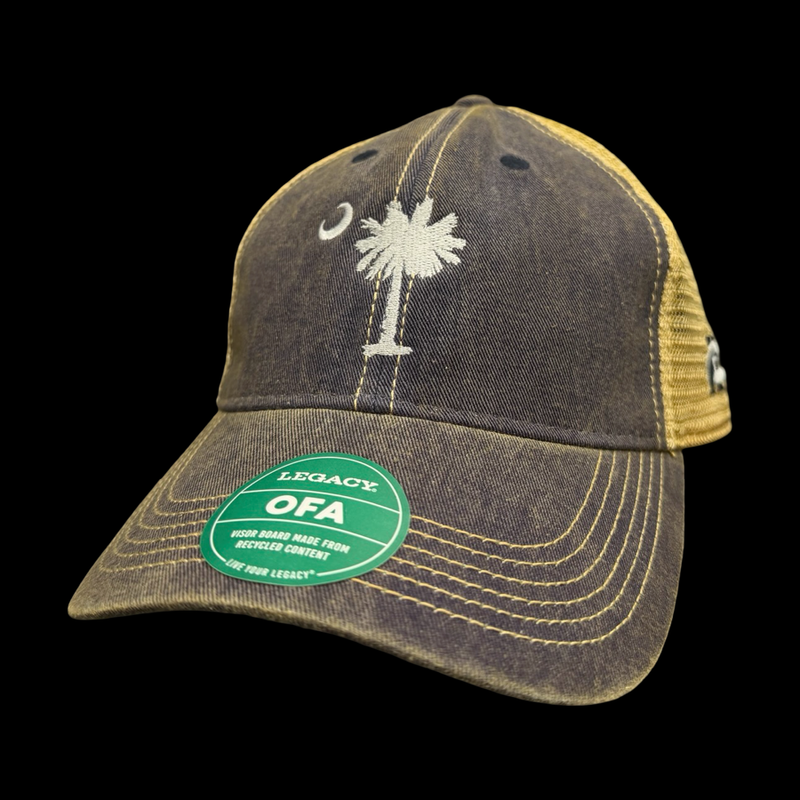 1776 Legacy Navy Khaki Palmetto Moon Relaxed Trucker Hat