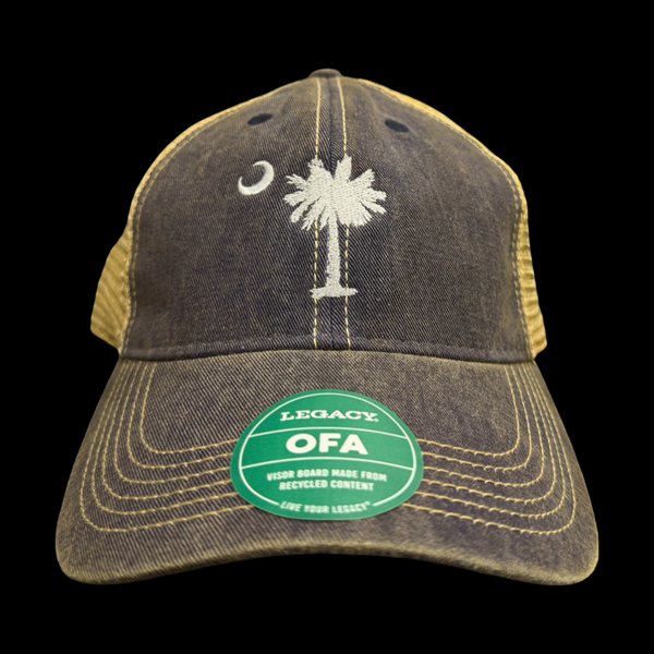 1776 Legacy Navy Khaki Palmetto Moon Relaxed Trucker Hat