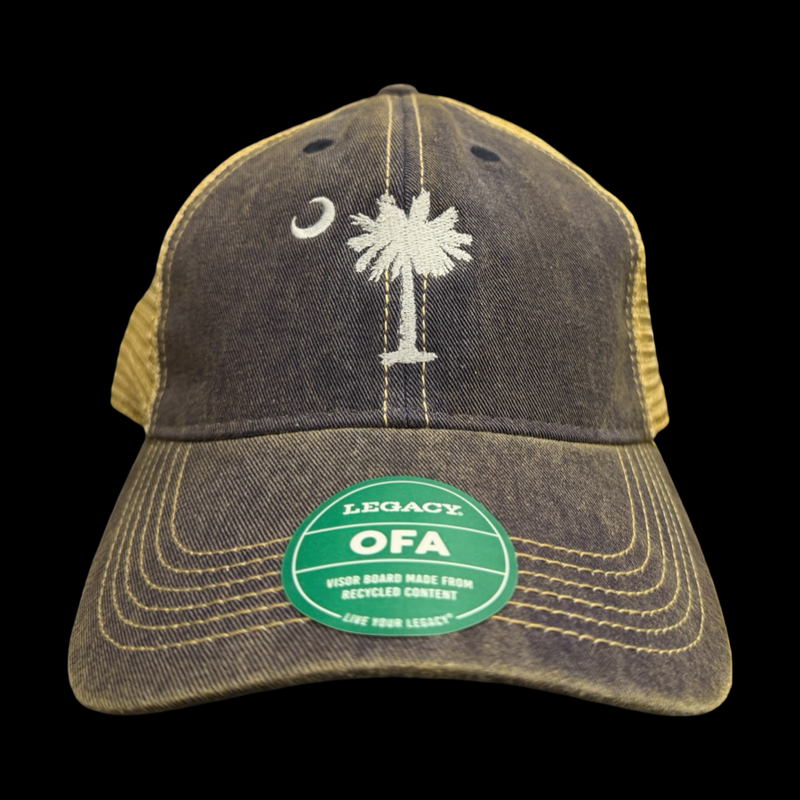 1776 Legacy Navy Khaki Palmetto Moon Relaxed Trucker Hat