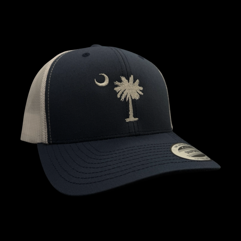 Yupoong 1776 SC Palmetto Moon Navy White Trucker Hat