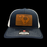 Richardson 864 Navy Genuine Leather Patriotic Trucker Hat