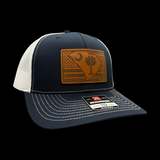 Richardson 864 Navy Genuine Leather Patriotic Trucker Hat