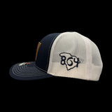 Richardson 864 Navy Genuine Leather Patriotic Trucker Hat