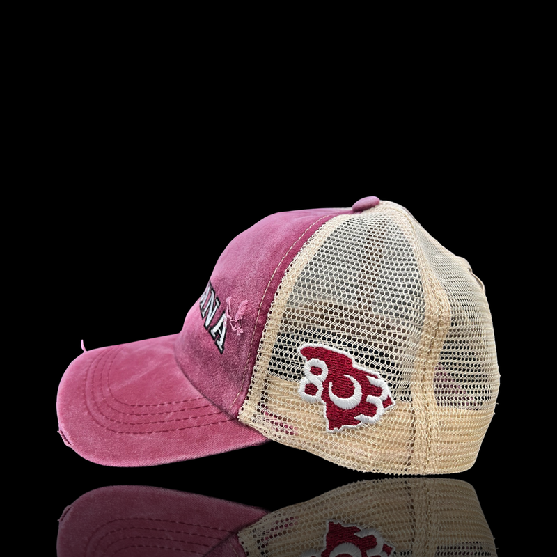 Carolina 803 Garnet Pony Tail Criss Cross Relaxed Trucker Hat