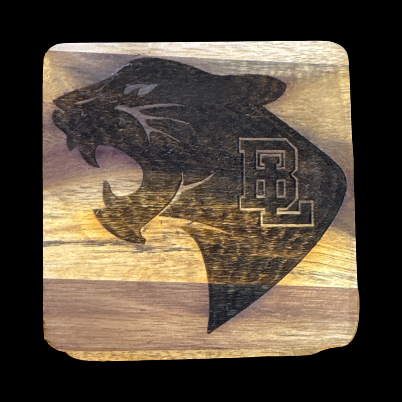 BL Panther 4" Acacia Wood Coaster Set