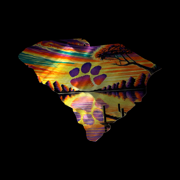 11” Purple & Orange Clemson Theme Paw Metal Wall Decor