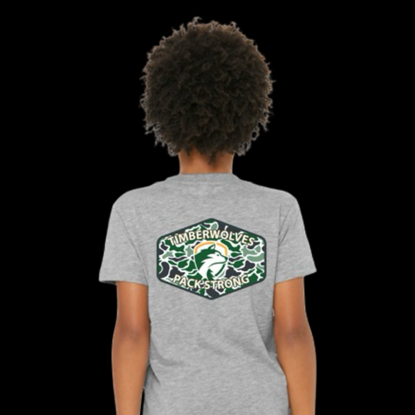 PRE-SALE: YOUTH Tall Pines Timberwolves Pack Strong Old School Camo Shirt